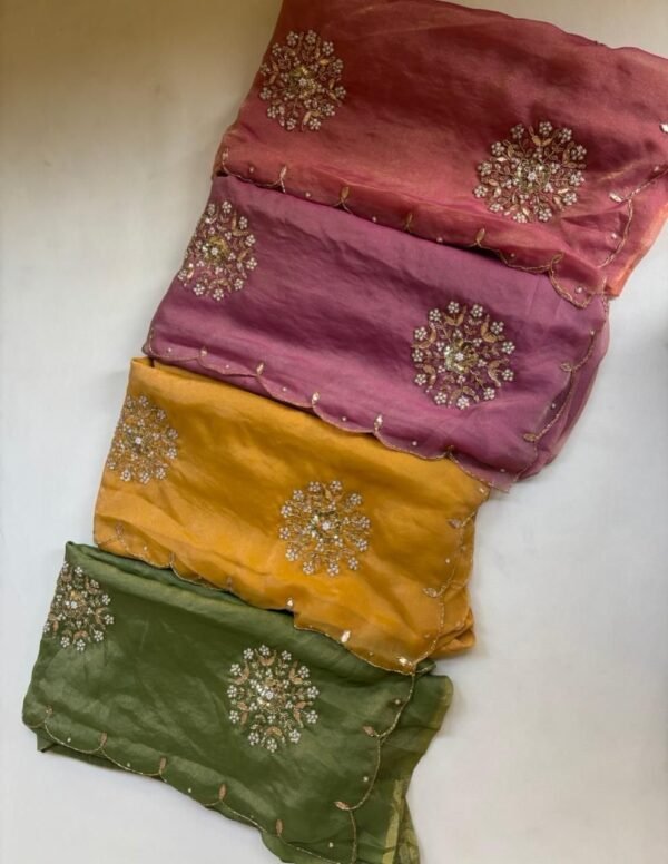 Pure Soft Two Tone Tissue Hand Work Saree