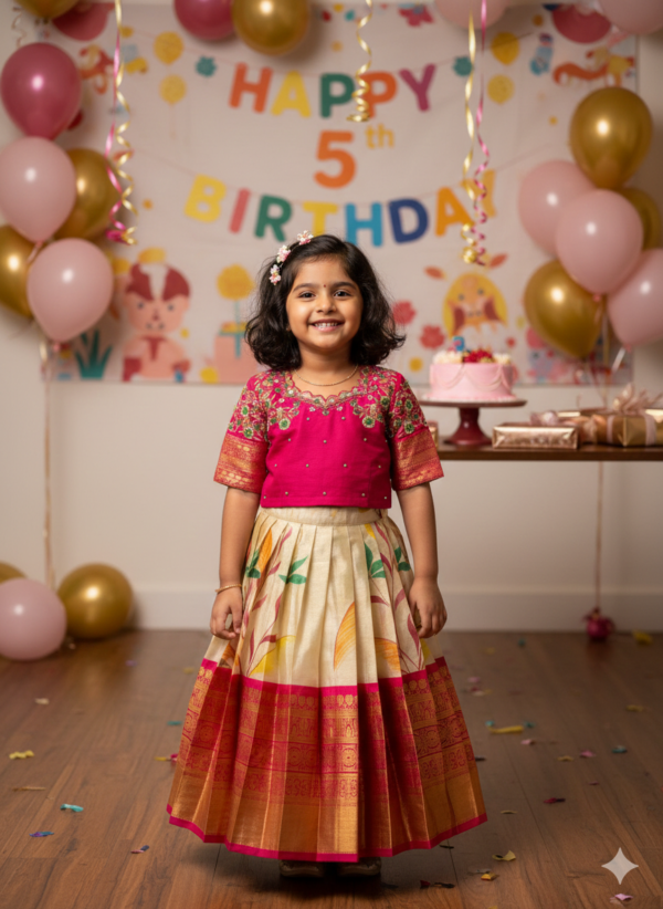 Kids Pattu Lehengas