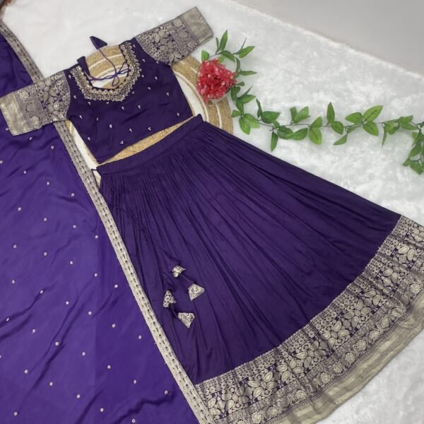Pure Tissue Silk Hand Maggam Work Lehenga