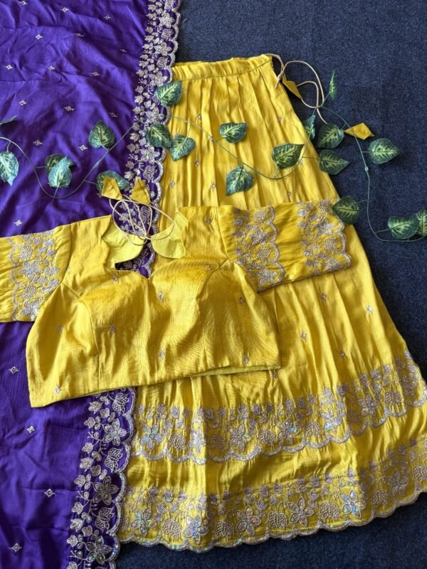 Viscose Tissue Full Stiched Lehangas