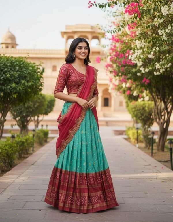 Dull Moss Full Stiched Lehenga