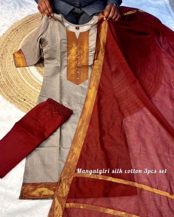 Mangalagiri Cotton Silk 3 Pic Sets
