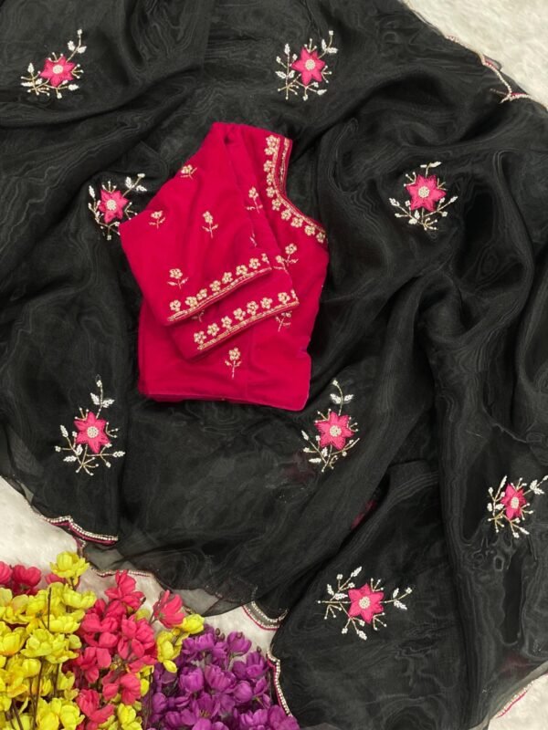 Pure And Light Organza Saree With Stiched Blouse