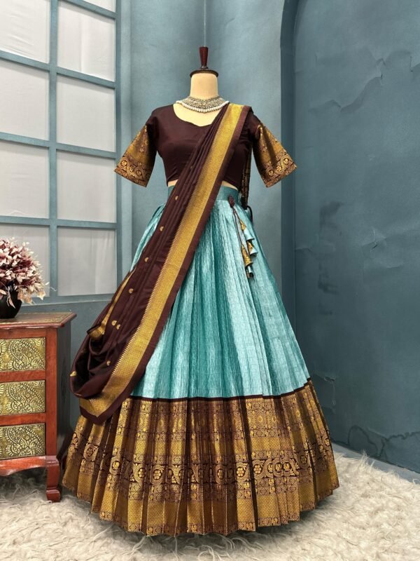 Full Stiched Kanchi Checks Pattu Silk Lehenga