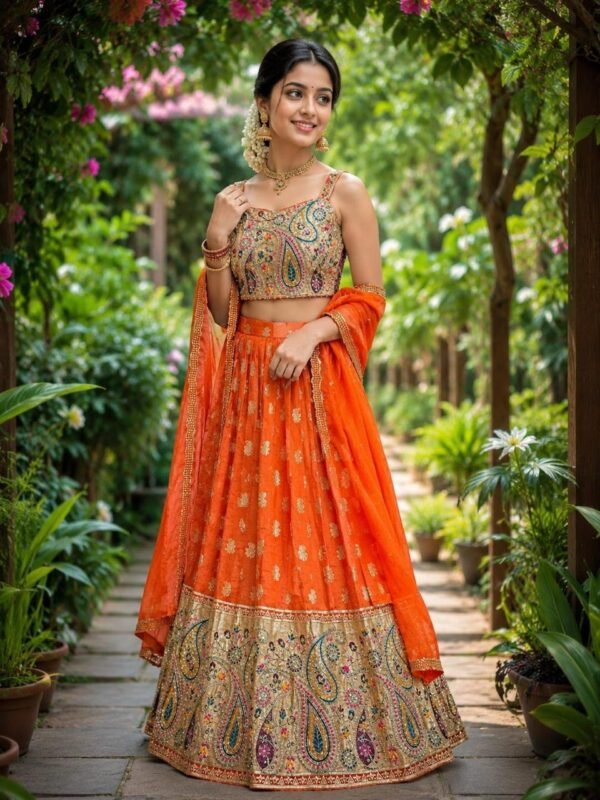 Pure Viscose Silk Full Stiched Free Size Lehenga