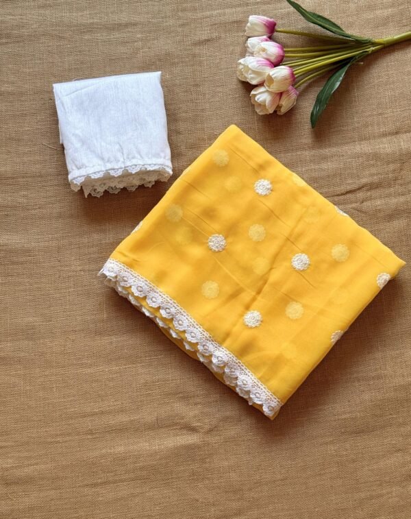 Soft Georgette Embroidery Work Sarees