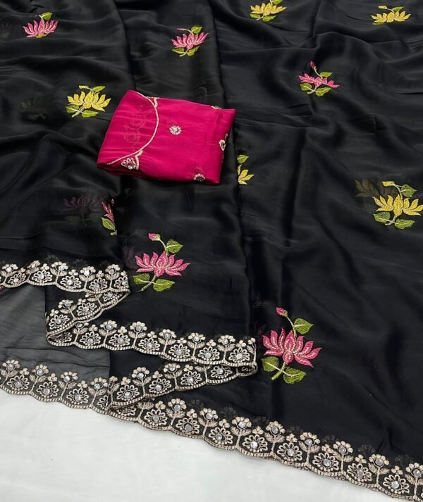 Rangoli Silk Embroidery Work Sarees