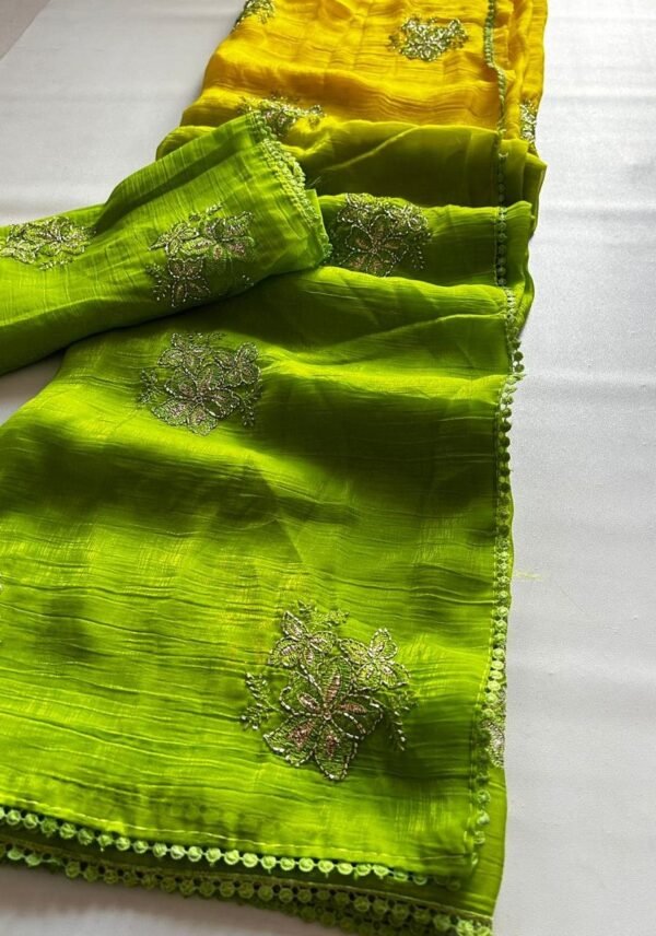 Botique Level Handwork Dual Tone Space Silk Saree