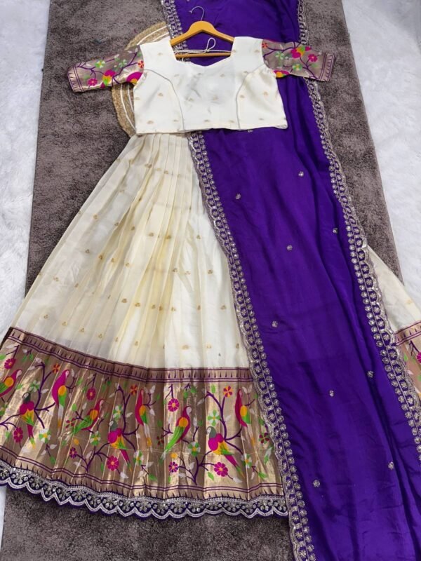 Pure Heavy Silk Pithani Semi Stiched Lehanga Set