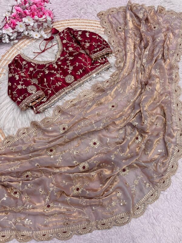 Fenday Satin Saree With Stiched Blouse