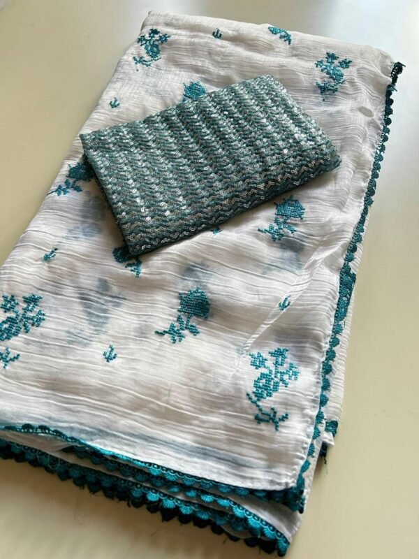 Crunchy Crush Embroidery Work Sarees