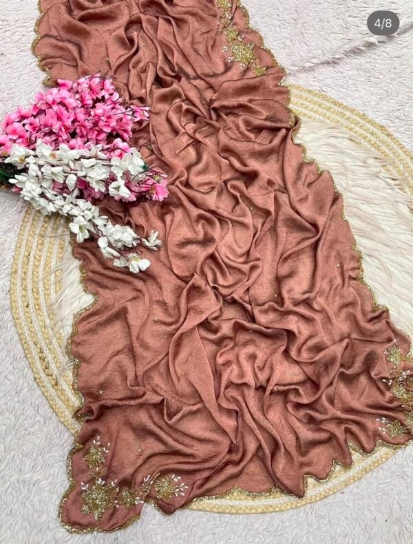 Beautiful Hand Work Soft Rangoli Crush Silk Sarees