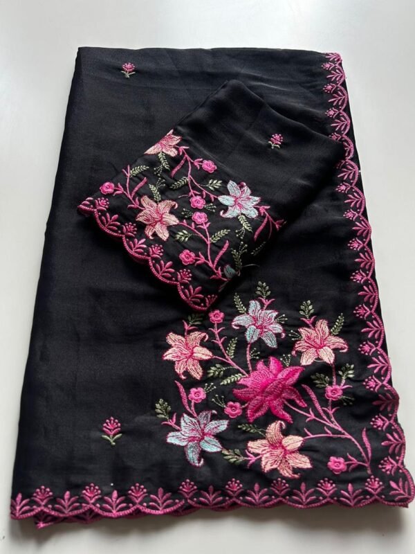 Star Georgette Embroidery Work Sarees