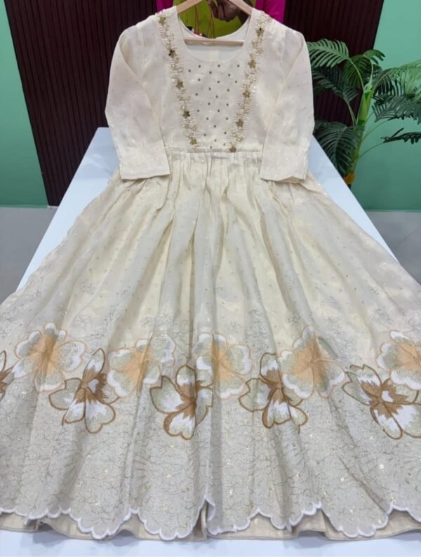 Soft Tissue Embroidery Long frock