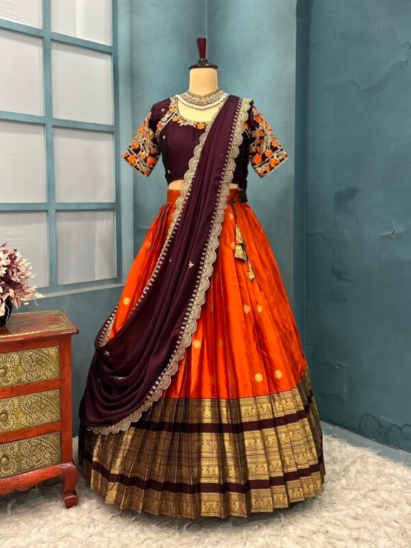 Full stiched kanchivaram silk lehenga