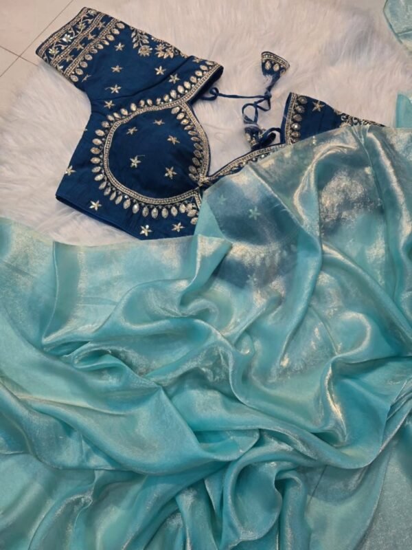 Space silk saree with stiched blouse