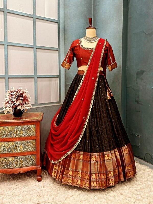 Narayana peta cotton designer sequence work stiched lehenga set